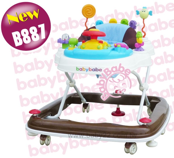 同富babybabe-360°旋轉靜音嬰幼兒學步車(藍色/卡其)B887