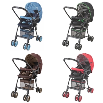 愛普力卡Aprica-挑高型座椅最輕量型嬰幼兒手推車-FLYLE飛舞系列(微風藍/草原綠/褐花/櫻花紅)