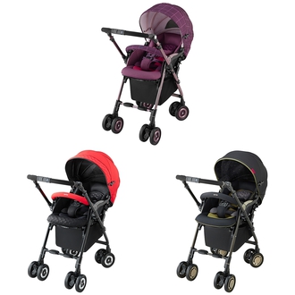 愛普力卡Aprica-四輪自動定位導向型嬰幼兒手推車-SORARIA星空系列(流星紫/彩紅/星空黑)