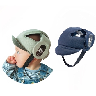 義大利OKBABY-寶寶護頭帽(灰色/藍色)F006