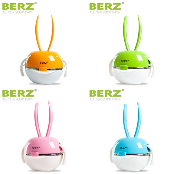 傳佳知寶-BERZ彩虹兔寶寶五合一組合餐具(鮮果橙/蘋果綠/蜜桃粉/糖果藍)