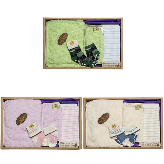 狐狸村傳奇-浴毯套裝禮盒(綠色/粉色/米色)301-6009