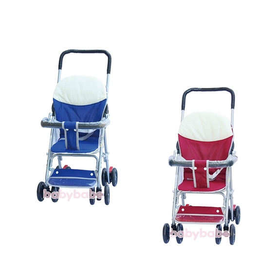 babybabe-輕便型附睡墊手推車(藍色/紅色)B503A