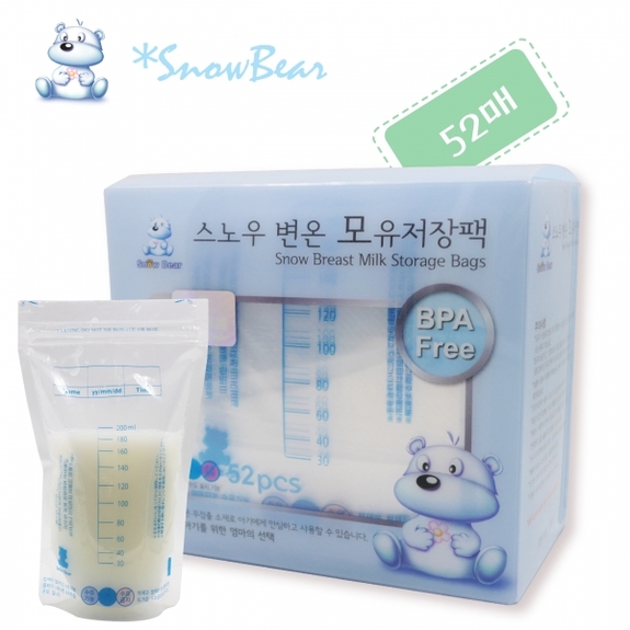 朴蜜兒-韓國雪花熊SnowBear感溫母乳冷凍袋(200ml/52枚)KJH013