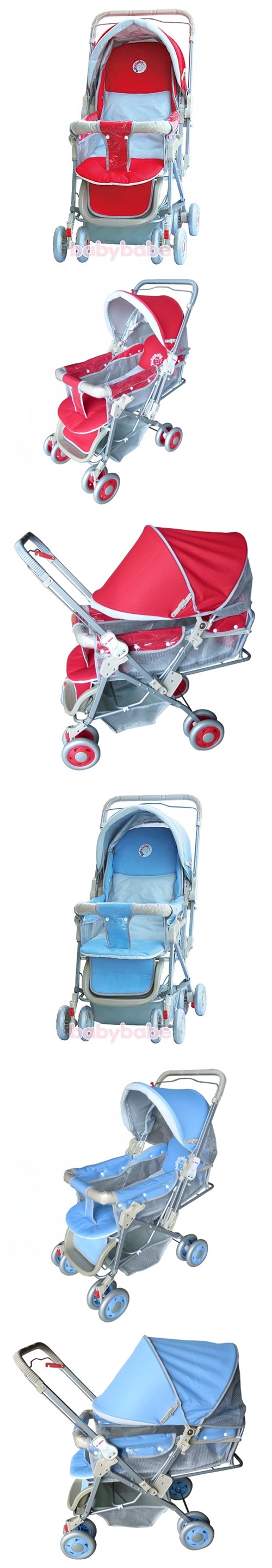 babybabe-雙向手推車(紅/藍)B309