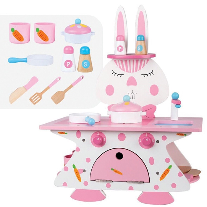 CHING-CHING親親-WOOD TOYS木製玩具組-粉紅兔廚房(MSN18004)
