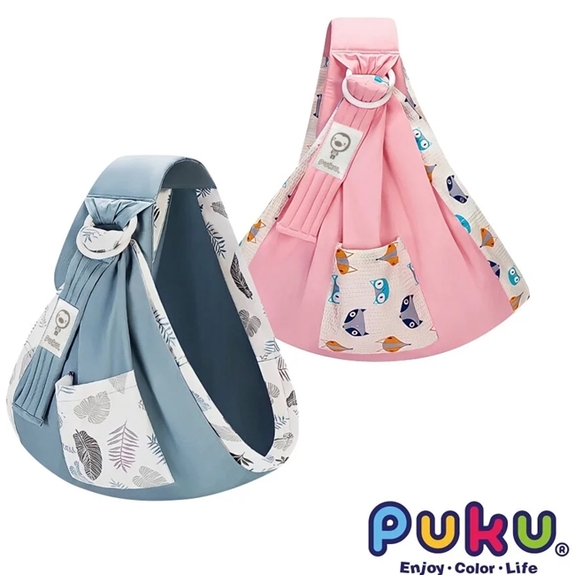 PUKU藍色企鵝-Lite多功能環抱背巾(藍色/粉色)P40316
