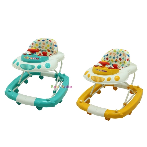 babybabe-多功能汽車嬰幼兒學步車(綠色/黃色)B886