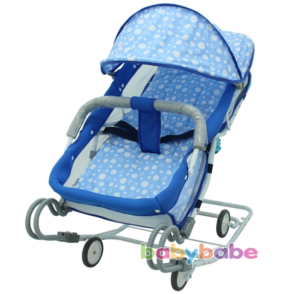 同富BabyBabe-雙管加寬六段式彈搖椅-藍色(S-19)