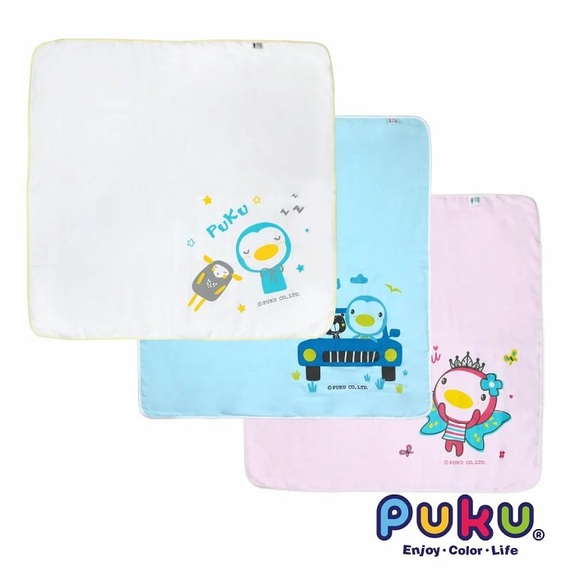 PUKU藍色企鵝-紗布大浴巾(白色/粉色/藍色)P26806
